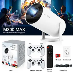 Проєктор із джойстиками Wireless M300 (HY 300) MAX Game Projector 2 in 1, Білий, домашній проєктор із іграми - мініатюра 2