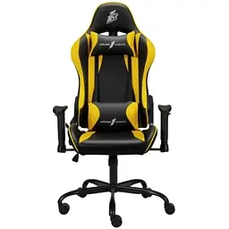 Ігрове крісло 1stPlayer S01 Black-Yellow, максимально допустиме навантаження 120 кг, регульована спинка з кутом нахилу до 170 градусів, у комплекті поперекова подушка