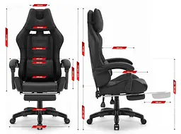 Комп'ютерне крісло Hell's HC-1039 Black (тканина) - мініатюра 7