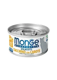 Вологий корм для котів Monge Monoprotein Flakes, індичка та морква, 80 г