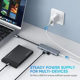 USB-хаб Ugreen 4-in-1 USB Type-C to 4xUSB 3.0 HUB тонкий 15 см Black (CM219) - мініатюра 4