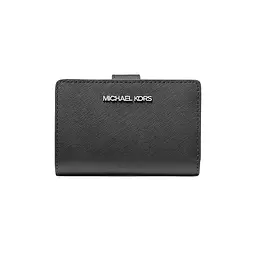 Жіночий шкіряний гаманець MICHAEL KORS (середній, чорний, сріблястий логотип)