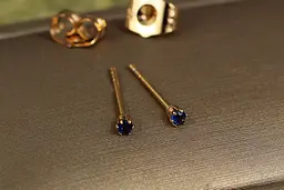 Сережки гвоздики Xuping Jewelry сині камінчики 2 мм золотисті