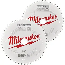 Набір дисків пиляльних MILWAUKEE Ø216x30x48зуб., + Ø216x30x60зуб.