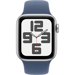 Apple Watch SE 2 2024 GPS 44mm Silver Aluminium Case with Denim Sport Band S/M MXEQ3