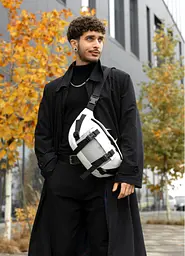 Велика чоловіча сумка бананка Sambag DynamicDart біла 38 × 21 × 7 см (80411008m)
