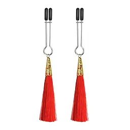 Затискачі для сосків з пензликами Lovetoy Glamor Tassel Nipple Clamp 14 см червоний - мініатюра 2