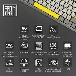 Клавіатура Epomaker TH80 PRO V2 Sea Salt Silent Black механічна бездротова (TH80-PROV2-B-SS) - мініатюра 15