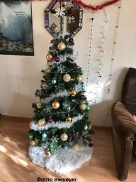Килим під ялинку 150 см білий - мініатюра 4