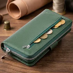 Вертикальний місткий гаманець зі шкіри унісекс ST Leather 19304 зелений - мініатюра 3