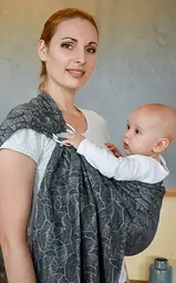 Жакардовий слінг з кільцями для малюків 0 - 36 місяців Coolbabka Leaf Сірий - мініатюра 2