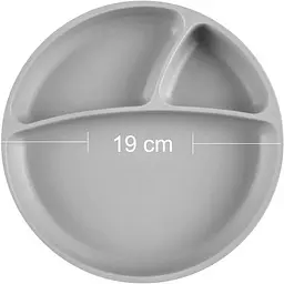 Тарілка секційна MinikOiOi Portions Powder Grey, на присосці, силіконова (101050004) - мініатюра 2