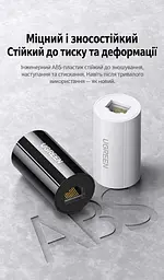 Мережева муфта для з’єднання кабелів Ethernet UGREEN NW116 два гнізда RJ45 на протилежних торцях потрібні два кабелі зі штекерами RJ45 до 1 Гбіт/с за умови підтримки гігабітного режиму всіма ланками мережі загальна довжина кабельної лінії до 100 м сумісна з кабелями Cat 6 і Cat 5e засувки фіксують штекери металеве екранування від електромагнітних перешкод чорний (30837) - мініатюра 11