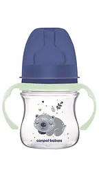 Пляшка з широким отвором антиколікова 120 мл "Sleepy Koala" Canpol babies Cиня
