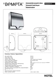 Автоматична сушарка для рук Bemeta Hotel 1000 W 924224111 - мініатюра 2