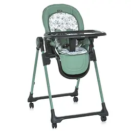 Стульчик для годування CRYSTAL Green з 5-точковими ременями матрасом 4 колесами шкіра зелений (ME 1037-B)