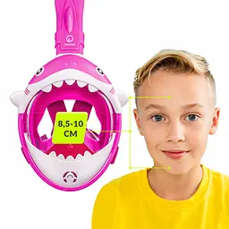 Маска для снорклінгу TSUNAMI Shark повнолицьова, дитяча Pink (P-5905973405430) - мініатюра 4