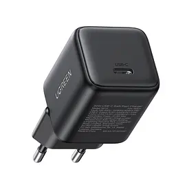 Мережевий зарядний пристрій UGREEN X513 з виходом USB-C до 30 Вт PD 3.0 QC 4.0+ PPS FCP SCP GaN чорний (65007)