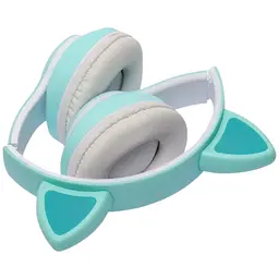 Бездротові дитячі навушники Cat Ear STN-28 Bluetooth з котячими вушками, що світяться бірюзові - мініатюра 3
