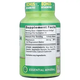 Магній Nature's Truth Magnesium 400 мг 72 гелевих капсул швидкого вивільнення - мініатюра 2