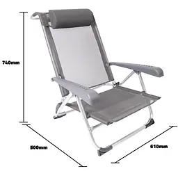 Крісло розкладне Bo-Camp Saint-Tropez Grey (1204796) - мініатюра 2