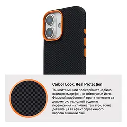 Карбоновый чехол для Apple iPhone 17, LikeCarbon2 SE MagCase, черный, тонкий защитный чехол-панель из поликарбоната с магнитами N52, MagSafe, противоударный, совместим с беспроводной зарядкой, приподнятые края для защиты камеры, ArmorStandart (ARM89163) - мініатюра 7