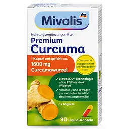 Біологічно активна добавка Mivolis Premium Curcumin (куркума), в капсулах, 30 шт, 19 г