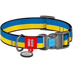 Нашийник для собак Waudog Nylon Colors of freedom, з QR паспортом, пластиковый фастекс, L, 31-49х2,5 см