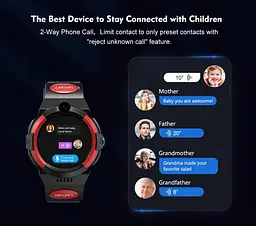 Смарт-годинник дитячі LEMFO LT32 GPS 4G з камерою WI-FI GPS SIM-карта силіконовий ремінець Black Red (17453) - мініатюра 6