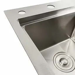 Кухонна мийка нержавійка 58x48 L Platinum Handmade (два отвори, круглий сифон 3,0/0,8), Нержавіюча сталь - мініатюра 6
