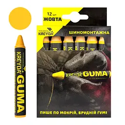 Маркер для розмітки - Універсальна воскова крейда для гуми (12шт.), жовтий CW816016