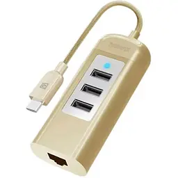 Хаб на 3 порти + мережевий порт Remax Hub 3USB + Ethernet RU-U4