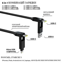Кабель Rolling Square 6in1, inCharge XL 3 м, чорний (XLL01R) - мініатюра 4
