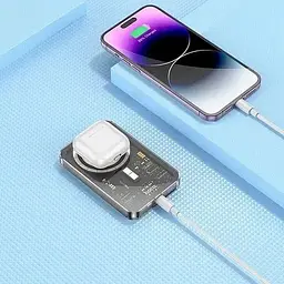 Портативна батарея Hoco Q14 Ice Crystal PD20W Magnetic MagSafe 5000 mAh Black - мініатюра 4