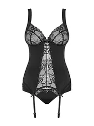Корсет і стринги Obsessive Heartina S/M (чорний) - мініатюра 8
