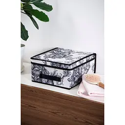 Кошик Idea Home Anthracite Flowers NP-101M прямкутний з кришкою 30x28x15 см (NP-101M прям. ткан. з/кр Anthracite Flowers) - мініатюра 2