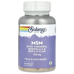 MSM (Сірка) MSM with Turmeric, Boswellia & Devil's Claw 750 mg 90 капсул Solaray vit0006631