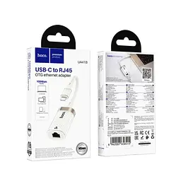 Usb-хаб Hoco UA41B Crystal Type-C ethernet adapter (100 mbps) Білий - мініатюра 2