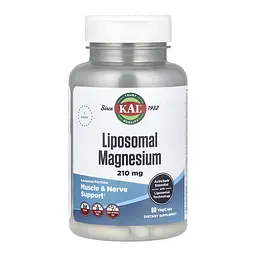 Магній 210 мг KAL (Liposomal) - 60 веганських капсул, для м’язів і нервової системи
