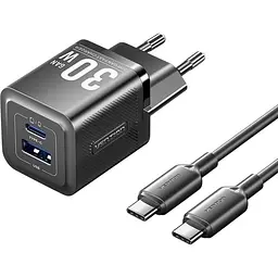 Зарядний пристрій Vention 30W 2×USB (USB-A/USB-C) з кабелем USB-C M-M Black (TZ-FEQB0-EU-01)