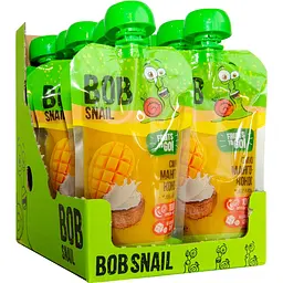 Пюре фруктове Bob Snail Смузі Манго-Кокос, пастеризоване 1.2 кг (10 шт. по 120 г)