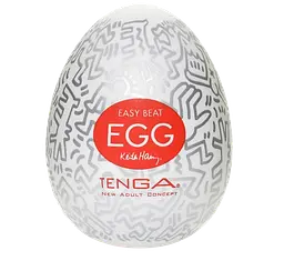 Мастурбатор-яйце Tenga Keith Haring Party Egg, 5х4.5 см (білий)