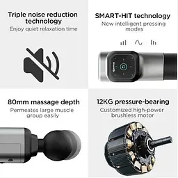Перкусійний масажер тригерних точок Booster M2 (M2-A) на 24V Massage Gun 2500 мАч (6 насадок) - мініатюра 4