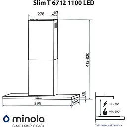Витяжка Minola Slim T 6712 I 1100 LED - мініатюра 13
