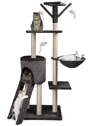 Happet Кігтеточка-будинок для котів, темно-сіра, 140x49x35 см (CT11) - мініатюра 4