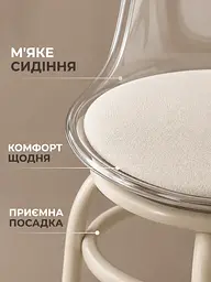 Компактний стілець на коліщатках для дому з м’яким сидінням та акриловою спинкою 29×30×38 см, прозорий (49676314) - мініатюра 5