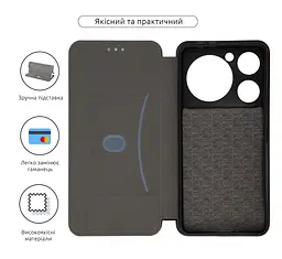 Чехол-книжка для ZTE Nubia Music, G-Case, черный, кожаный чехол-книга из экокожи (PU) и TPU, с магнитом, с подставкой и вместительным кардхолдером, противоударный, защита всего корпуса, ArmorStandart (ARM78997) - мініатюра 3