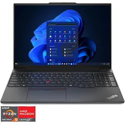 Ноутбук Lenovo ThinkPad E16 Gen 2 з процесором AMD Ryzen™ 5 7535HS pana la 4.55GHz, 16" WUXGA, IPS, 16GB DDR5 RAM, 512GB SSD, AMD Radeon™ 660M графікою, Windows® 11 Pro, чорний,