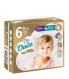 Підгузки Dada Extra Care 6 EXTRA LARGE для дітей вагою 16+ кг нова упаковка 34 шт (ExtraCare6New)