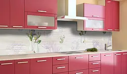 Вініловий кухонний фартух Французька абстракція наклейка для кухні квіти листи бежевий Happy Pocket Z181539 - мініатюра 2